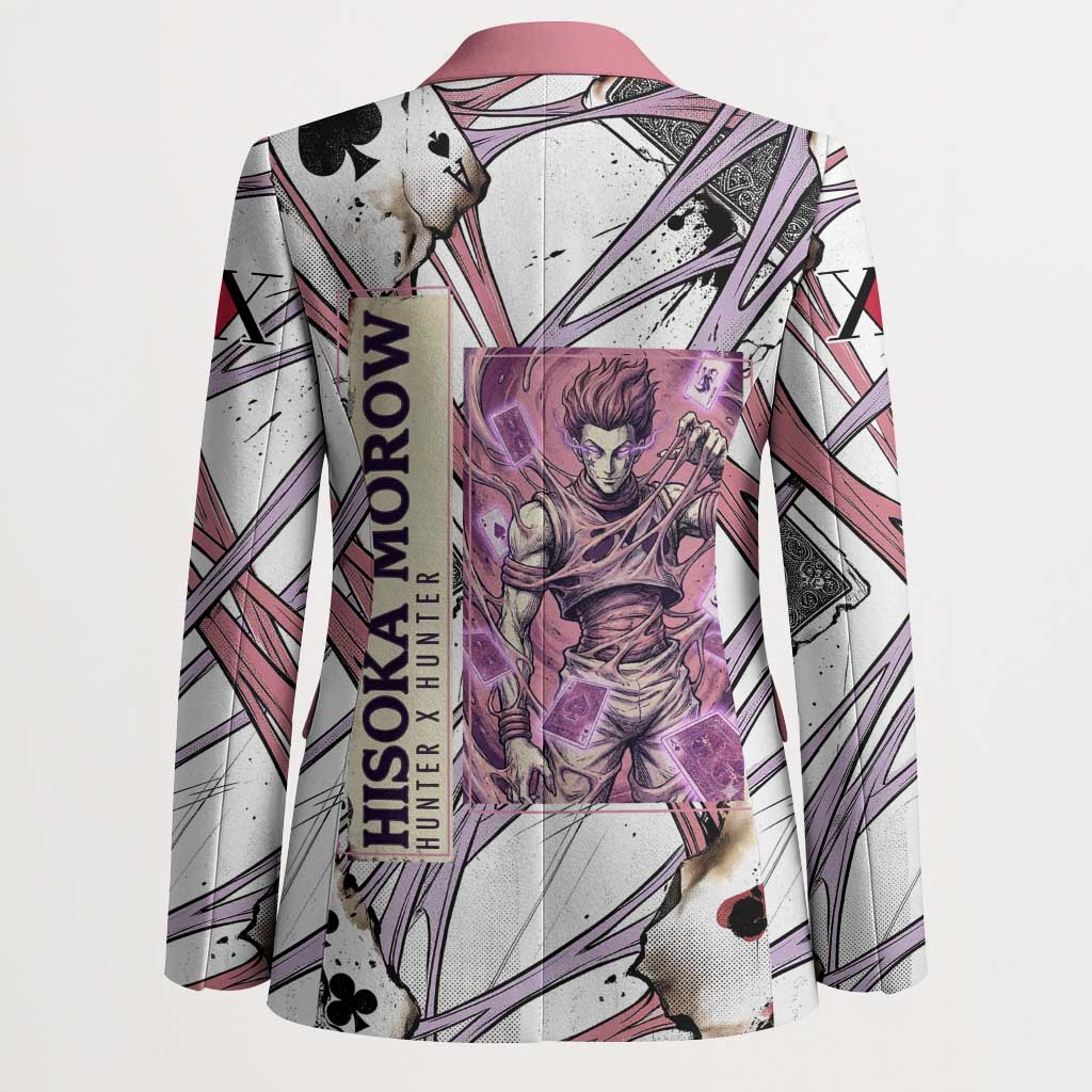Hisoka Morow Playing Card Theme Blazer with Magic Aura and Artistic Anime Illustration - The Mazicc