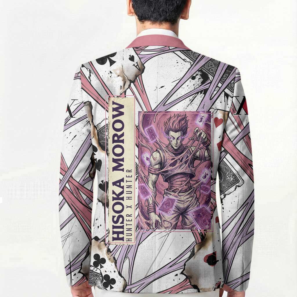 Hisoka Morow Playing Card Theme Blazer with Magic Aura and Artistic Anime Illustration - The Mazicc