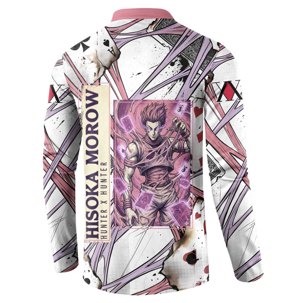 Hisoka Morow Playing Card Theme Button Sweatshirt with Magic Aura and Artistic Anime Illustration - The Mazicc