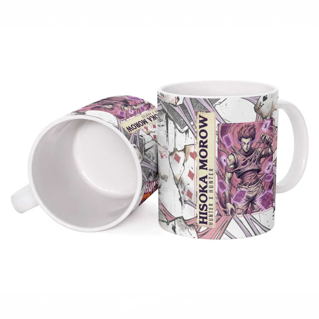 Hisoka Morow Playing Card Theme Ceramic Mug with Magic Aura and Artistic Anime Illustration - The Mazicc