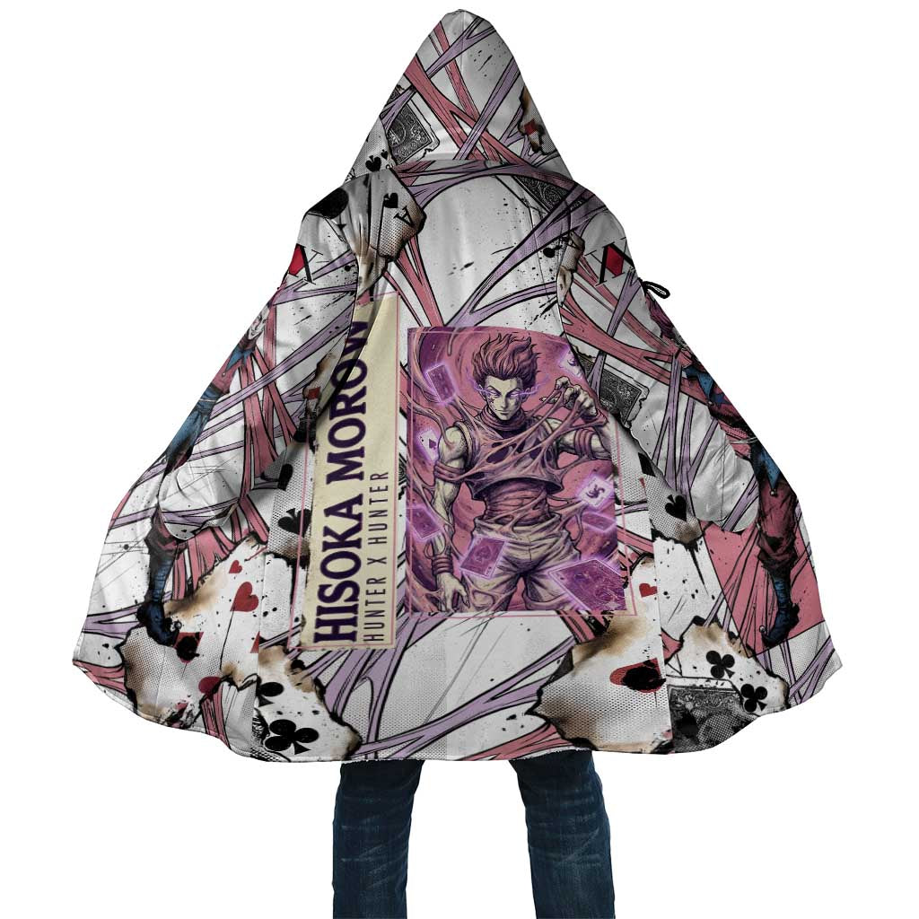 Hisoka Morow Playing Card Theme Cloak with Magic Aura and Artistic Anime Illustration - The Mazicc