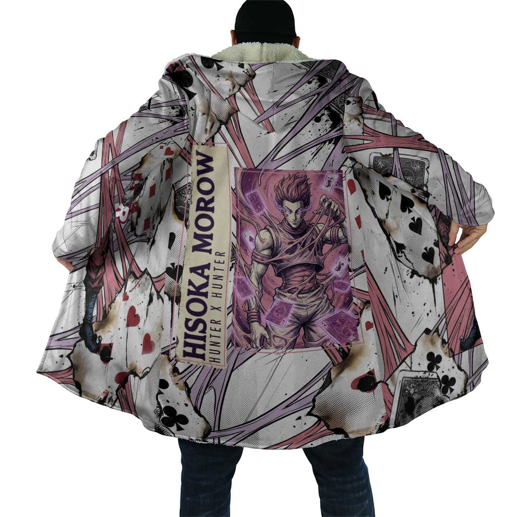 Hisoka Morow Playing Card Theme Cloak with Magic Aura and Artistic Anime Illustration - The Mazicc