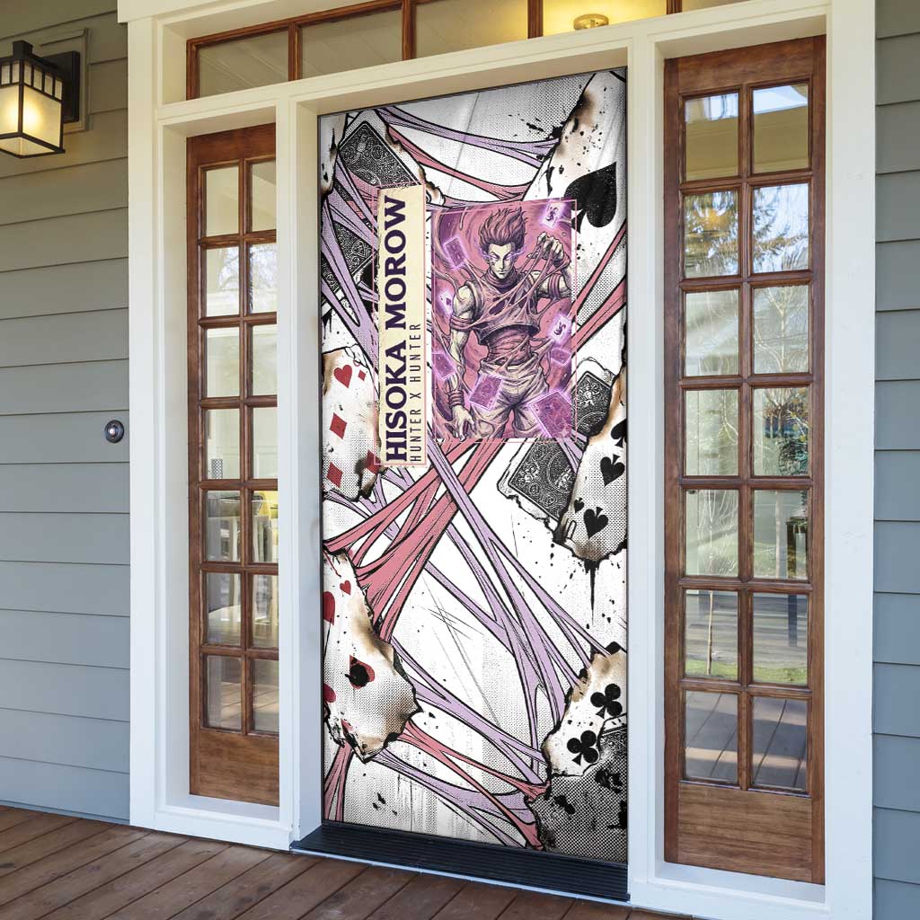 Hisoka Morow Playing Card Theme Door Cover with Magic Aura and Artistic Anime Illustration - The Mazicc