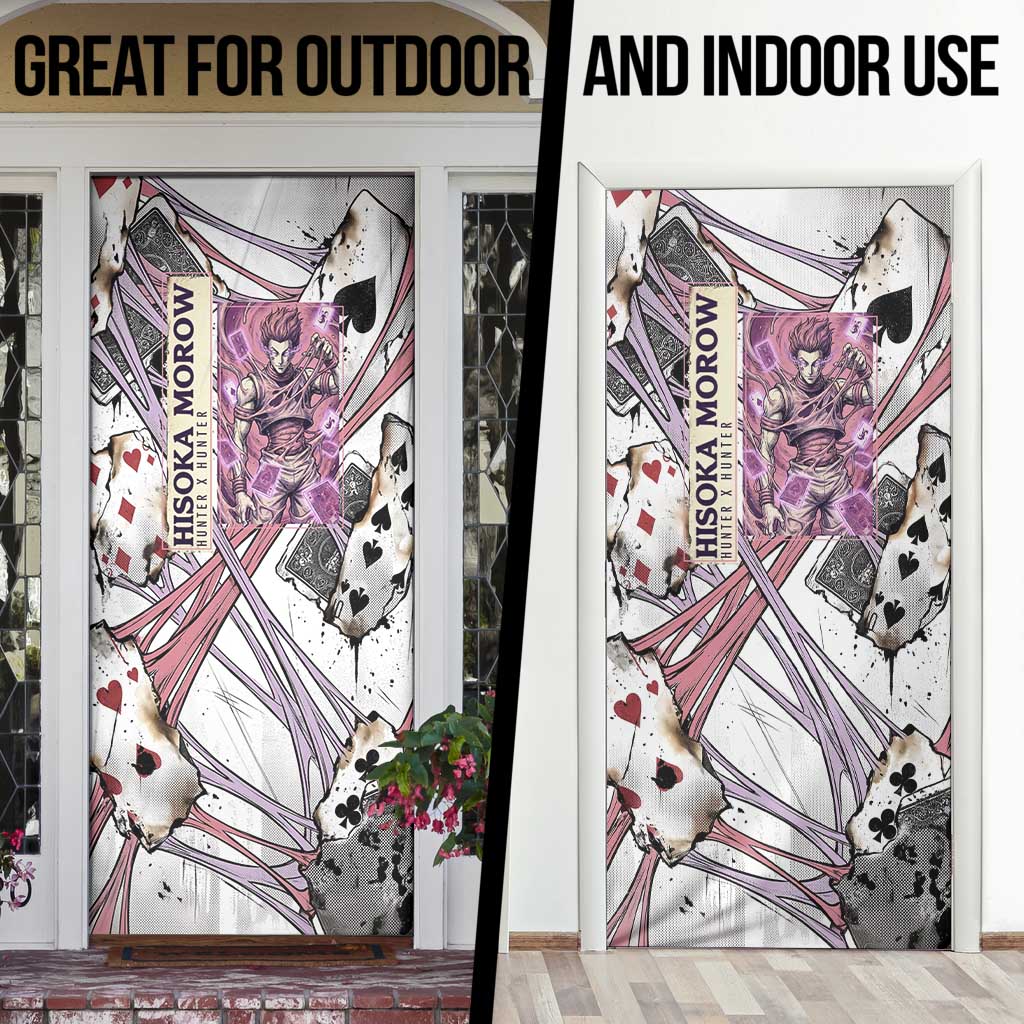 Hisoka Morow Playing Card Theme Door Cover with Magic Aura and Artistic Anime Illustration - The Mazicc