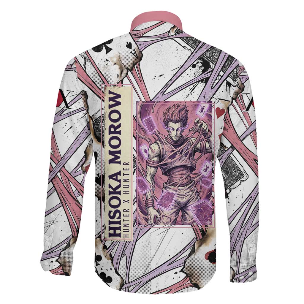 Hisoka Morow Playing Card Theme Family Matching Long Sleeve Bodycon Dress and Hawaiian Shirt with Magic Aura and Artistic Anime Illustration