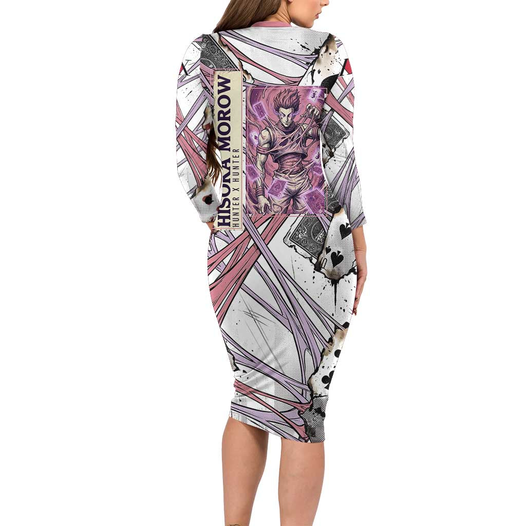 Hisoka Morow Playing Card Theme Family Matching Long Sleeve Bodycon Dress and Hawaiian Shirt with Magic Aura and Artistic Anime Illustration