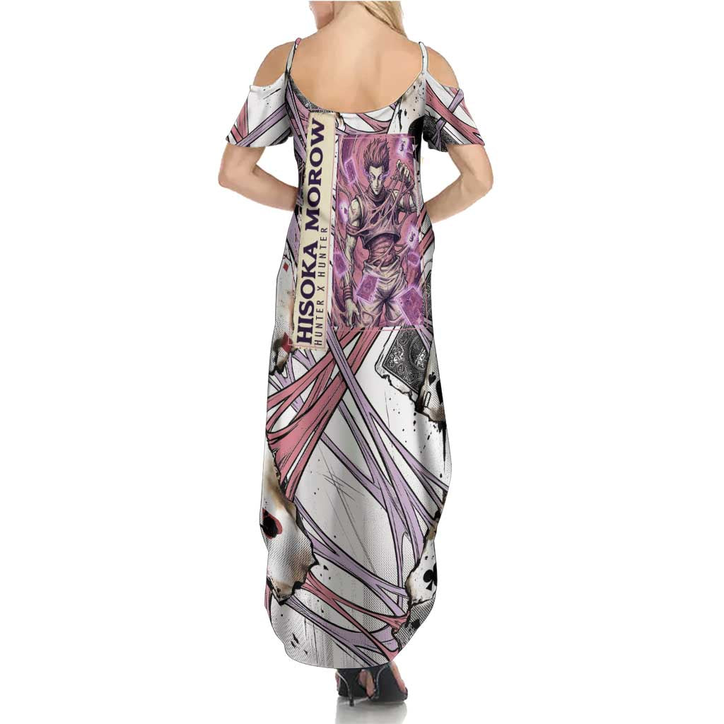 Hisoka Morow Playing Card Theme Family Matching Summer Maxi Dress and Hawaiian Shirt with Magic Aura and Artistic Anime Illustration