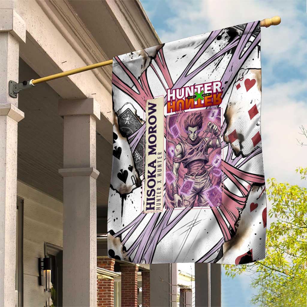 Hisoka Morow Playing Card Theme Garden Flag with Magic Aura and Artistic Anime Illustration - The Mazicc