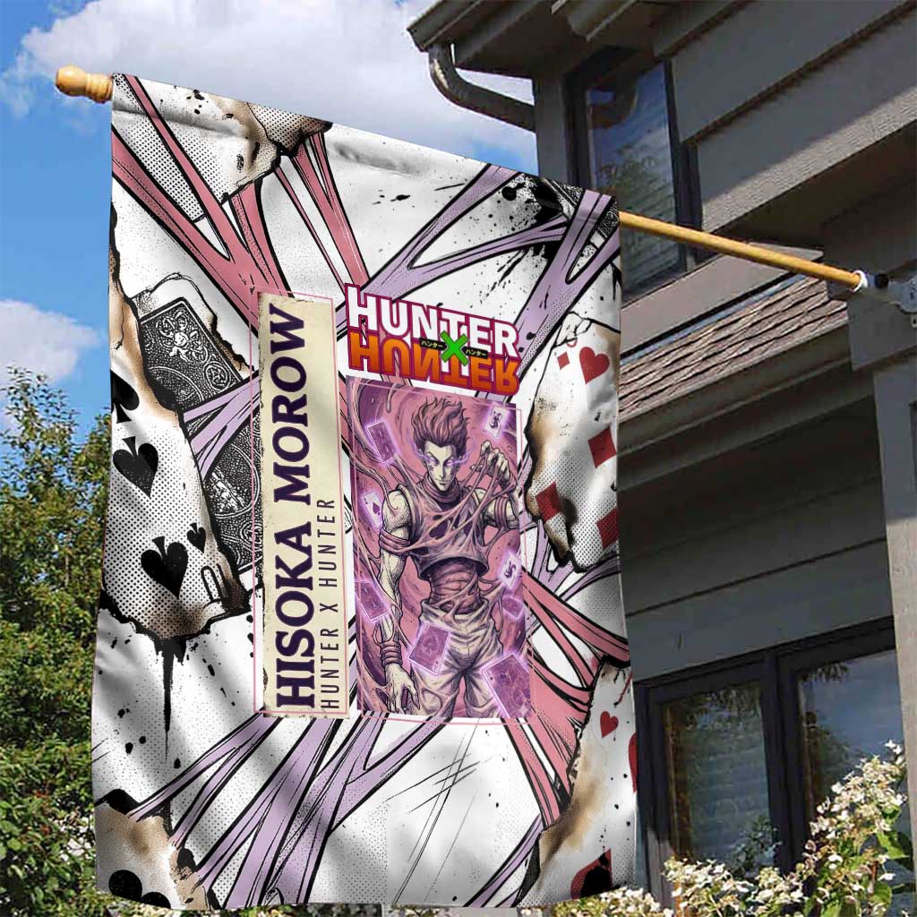Hisoka Morow Playing Card Theme Garden Flag with Magic Aura and Artistic Anime Illustration - The Mazicc