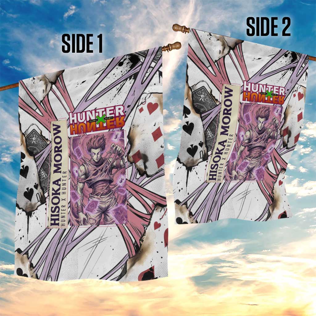 Hisoka Morow Playing Card Theme Garden Flag with Magic Aura and Artistic Anime Illustration - The Mazicc