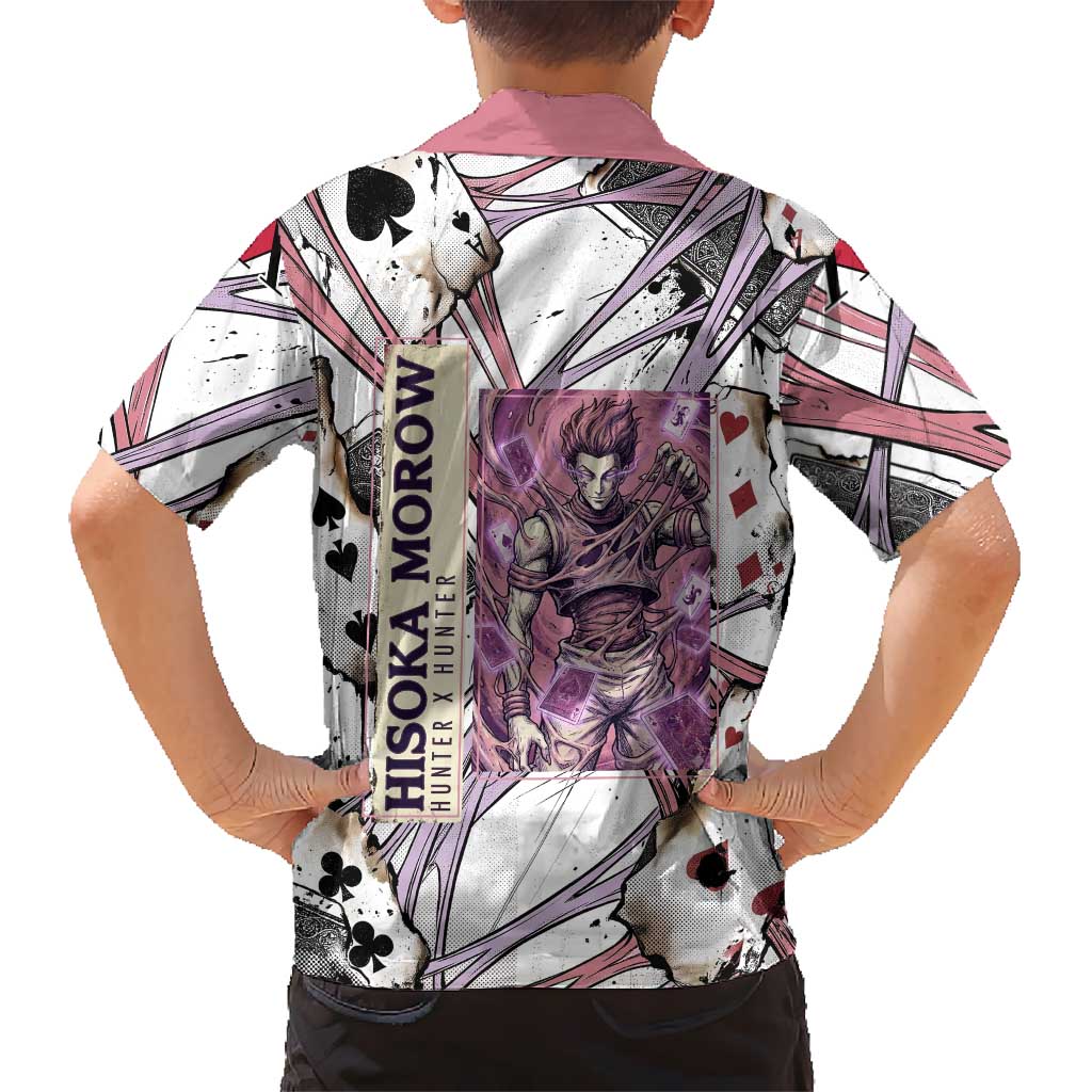 Hisoka Morow Playing Card Theme Hawaiian Shirt with Magic Aura and Artistic Anime Illustration - The Mazicc
