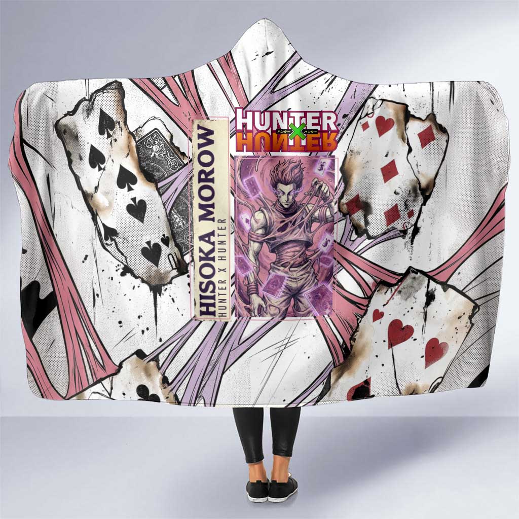 Hisoka Morow Playing Card Theme Hooded Blanket with Magic Aura and Artistic Anime Illustration - The Mazicc