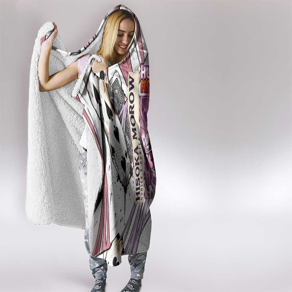 Hisoka Morow Playing Card Theme Hooded Blanket with Magic Aura and Artistic Anime Illustration - The Mazicc
