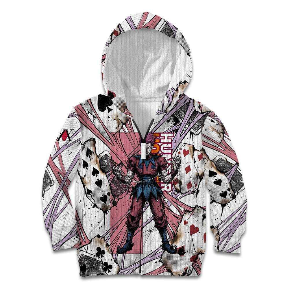 Hisoka Morow Playing Card Theme Kid Hoodie with Magic Aura and Artistic Anime Illustration - The Mazicc