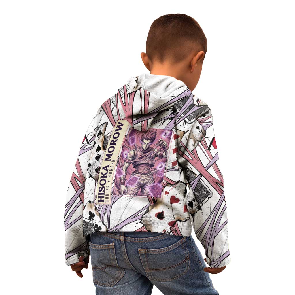 Hisoka Morow Playing Card Theme Kid Hoodie with Magic Aura and Artistic Anime Illustration - The Mazicc