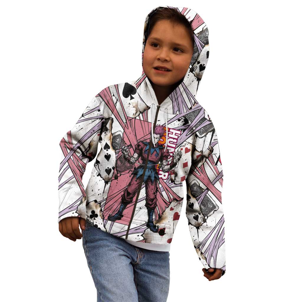 Hisoka Morow Playing Card Theme Kid Hoodie with Magic Aura and Artistic Anime Illustration - The Mazicc