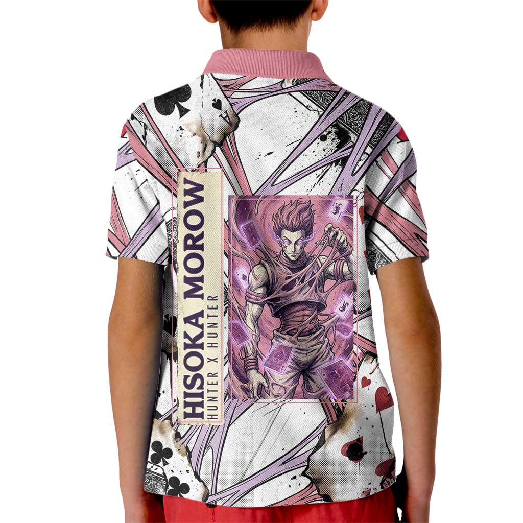 Hisoka Morow Playing Card Theme Kid Polo Shirt with Magic Aura and Artistic Anime Illustration - The Mazicc
