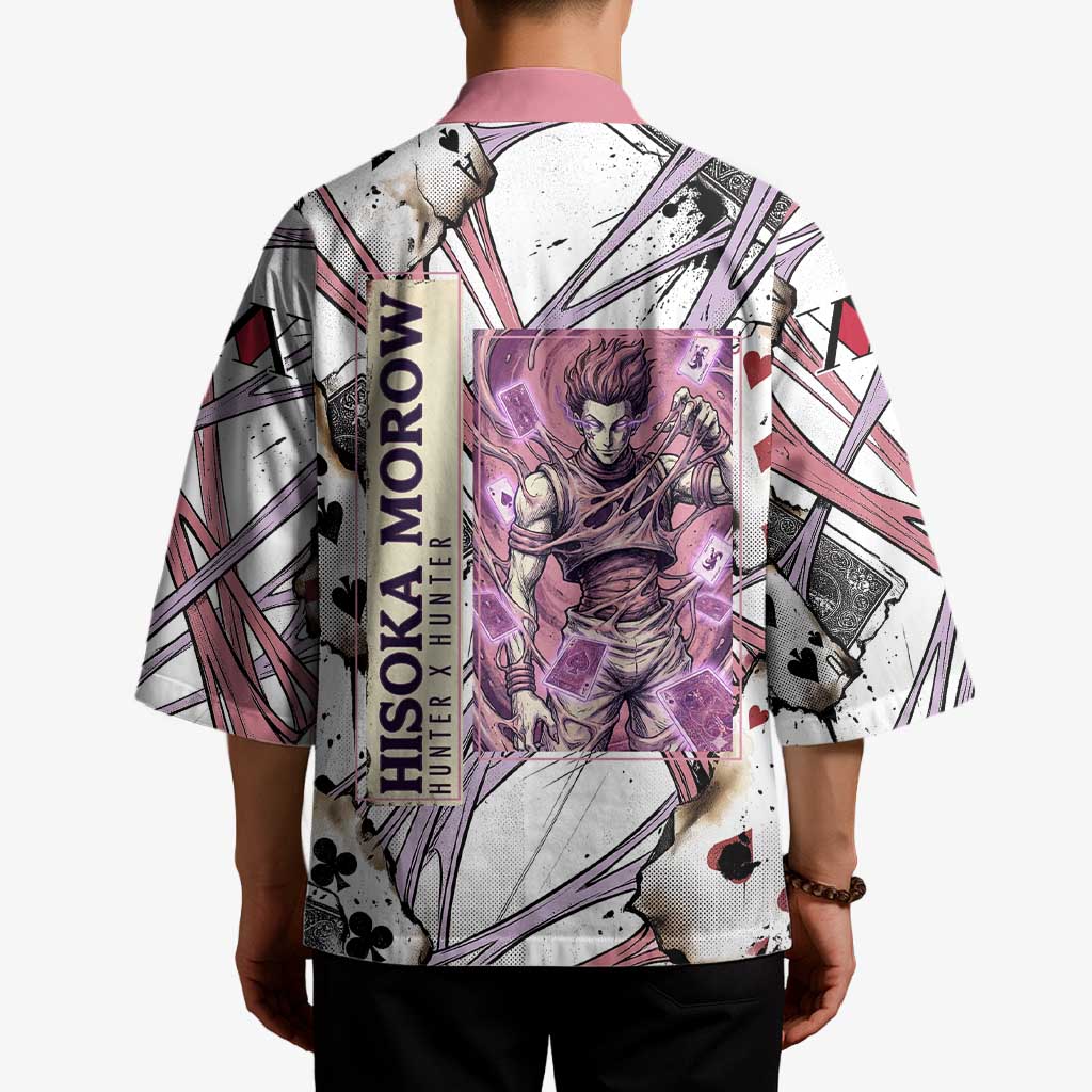 Hisoka Morow Playing Card Theme Kimono with Magic Aura and Artistic Anime Illustration - The Mazicc