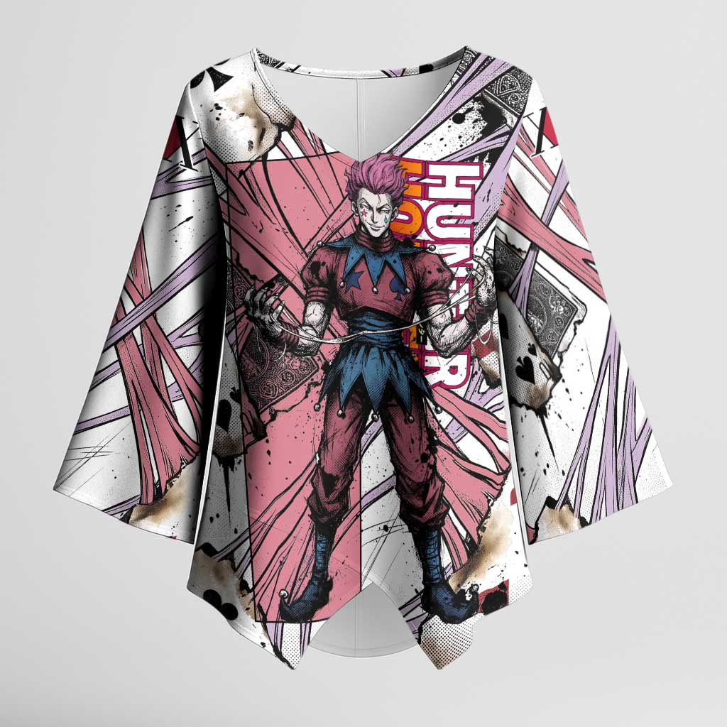 Hisoka Morow Playing Card Theme Kimono Sleeve Blouse with Magic Aura and Artistic Anime Illustration - The Mazicc