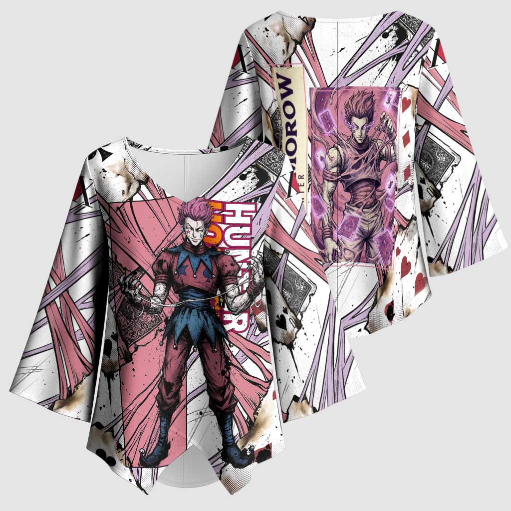 Hisoka Morow Playing Card Theme Kimono Sleeve Blouse with Magic Aura and Artistic Anime Illustration - The Mazicc