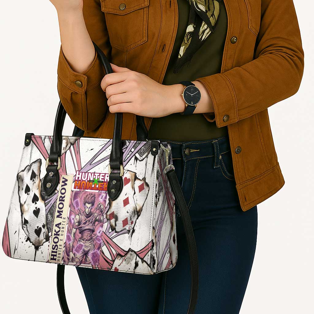 Hisoka Morow Playing Card Theme Leather Bag with Magic Aura and Artistic Anime Illustration - The Mazicc