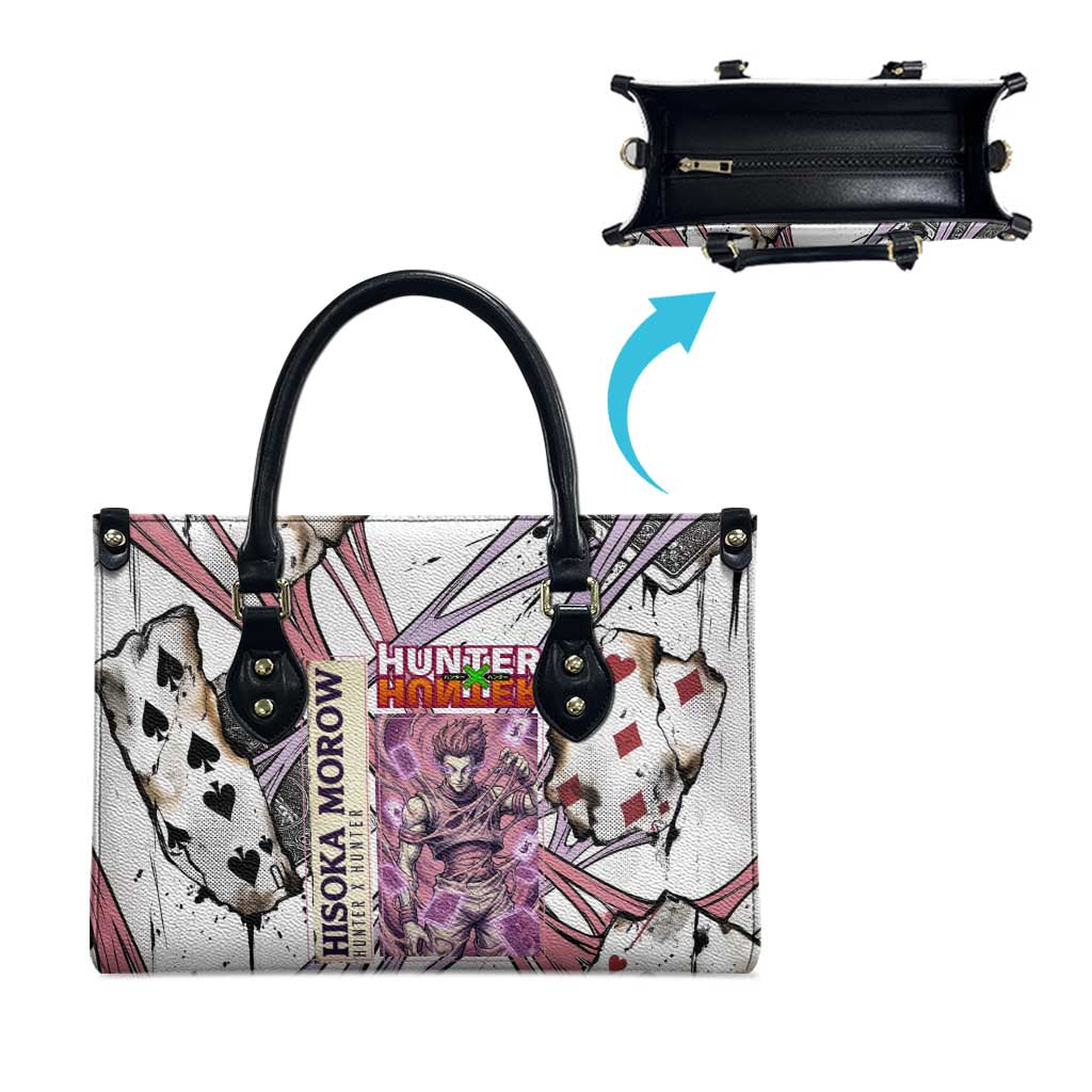 Hisoka Morow Playing Card Theme Leather Bag with Magic Aura and Artistic Anime Illustration - The Mazicc