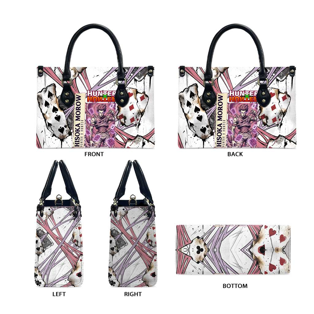 Hisoka Morow Playing Card Theme Leather Bag with Magic Aura and Artistic Anime Illustration - The Mazicc