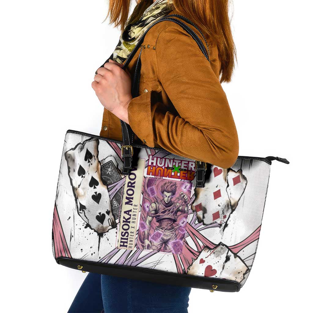 Hisoka Morow Playing Card Theme Leather Tote Bag with Magic Aura and Artistic Anime Illustration - The Mazicc