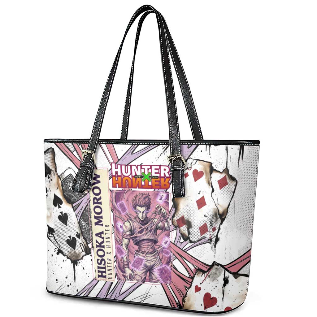 Hisoka Morow Playing Card Theme Leather Tote Bag with Magic Aura and Artistic Anime Illustration - The Mazicc