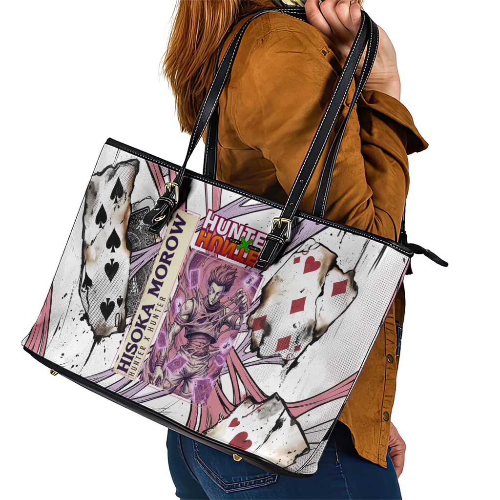 Hisoka Morow Playing Card Theme Leather Tote Bag with Magic Aura and Artistic Anime Illustration - The Mazicc