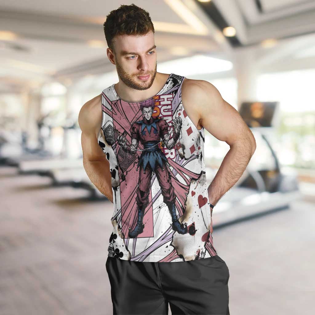 Hisoka Morow Playing Card Theme Men Tank Top with Magic Aura and Artistic Anime Illustration - The Mazicc