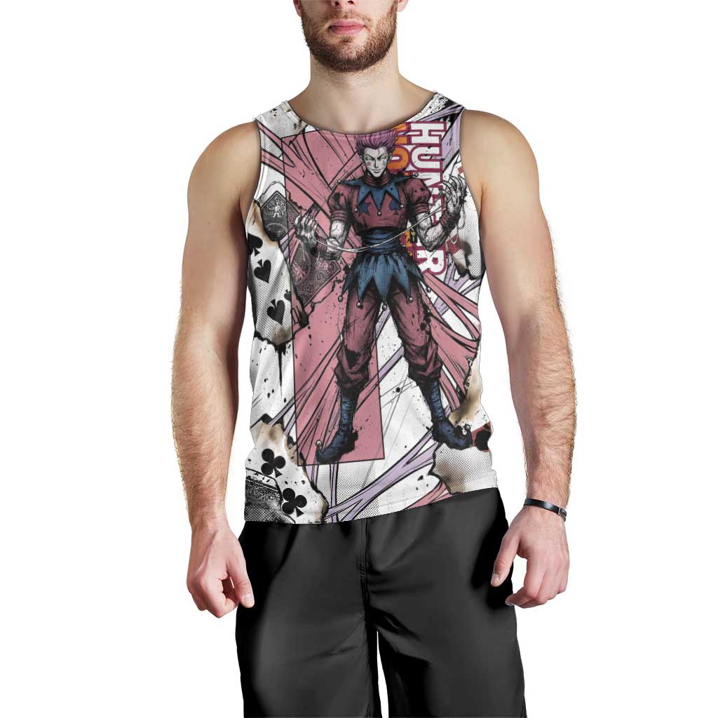 Hisoka Morow Playing Card Theme Men Tank Top with Magic Aura and Artistic Anime Illustration - The Mazicc