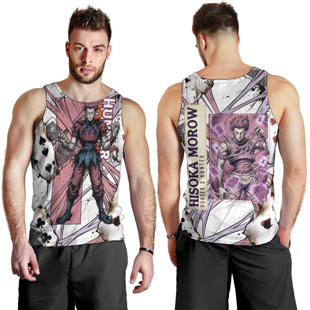 Hisoka Morow Playing Card Theme Men Tank Top with Magic Aura and Artistic Anime Illustration - The Mazicc