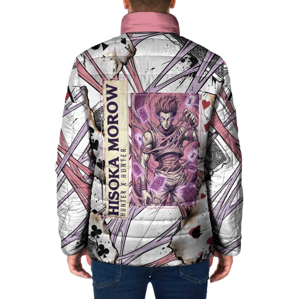 Hisoka Morow Playing Card Theme Padded Jacket with Magic Aura and Artistic Anime Illustration - The Mazicc