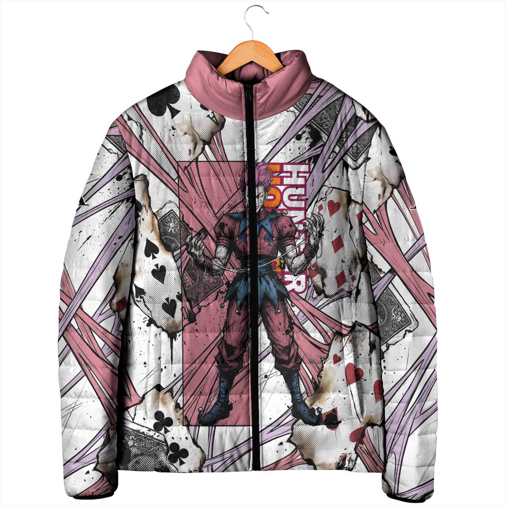 Hisoka Morow Playing Card Theme Padded Jacket with Magic Aura and Artistic Anime Illustration - The Mazicc