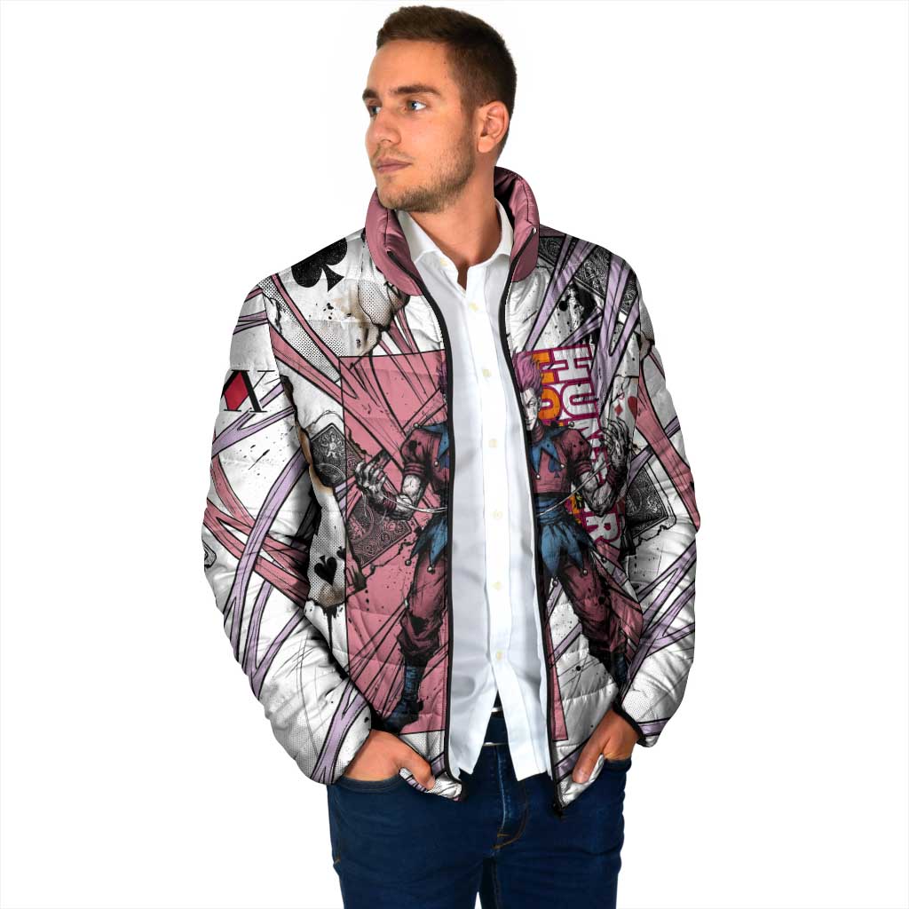 Hisoka Morow Playing Card Theme Padded Jacket with Magic Aura and Artistic Anime Illustration - The Mazicc