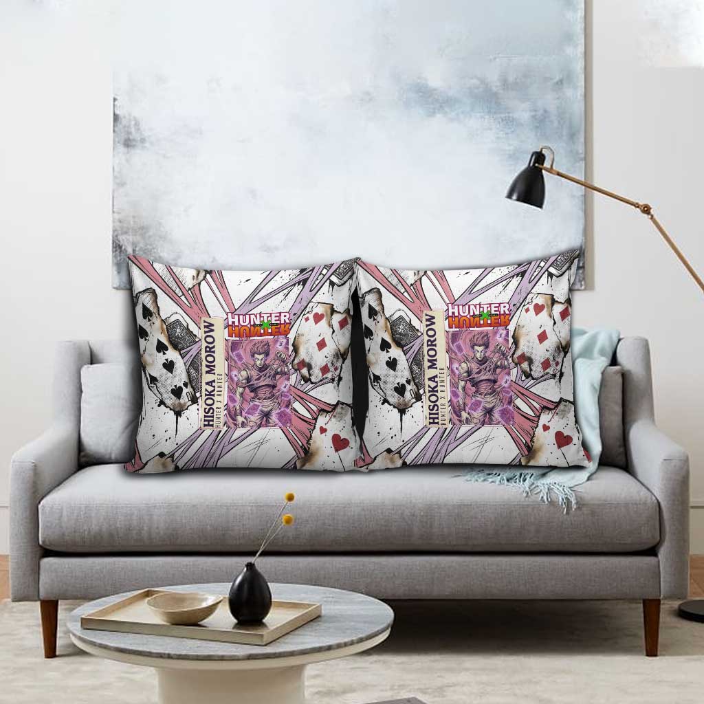 Hisoka Morow Playing Card Theme Pillow Cover with Magic Aura and Artistic Anime Illustration - The Mazicc