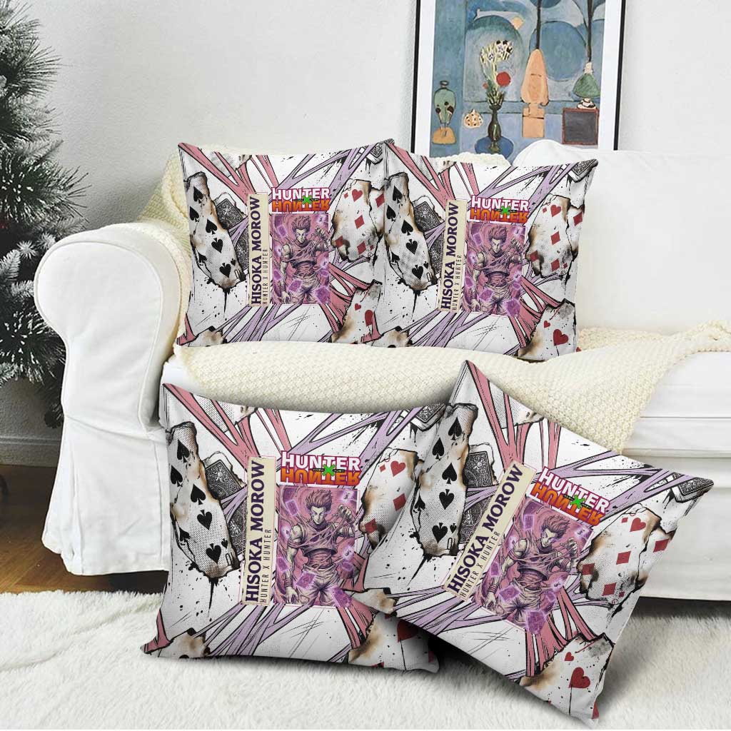 Hisoka Morow Playing Card Theme Pillow Cover with Magic Aura and Artistic Anime Illustration - The Mazicc