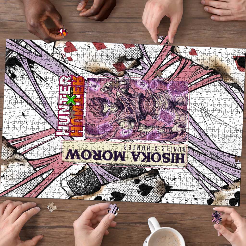 Hisoka Morow Playing Card Theme Puzzle with Magic Aura and Artistic Anime Illustration - The Mazicc