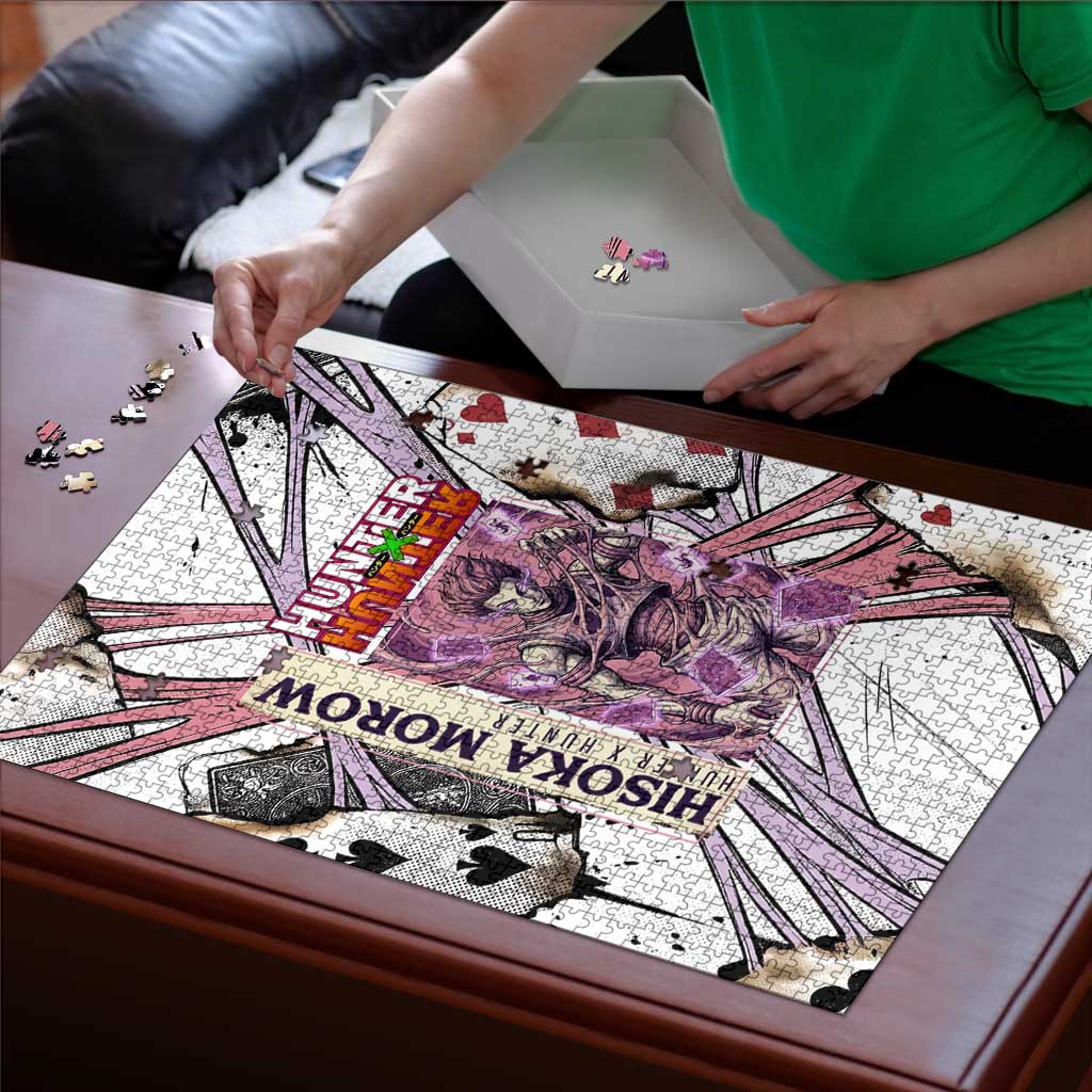 Hisoka Morow Playing Card Theme Puzzle with Magic Aura and Artistic Anime Illustration - The Mazicc