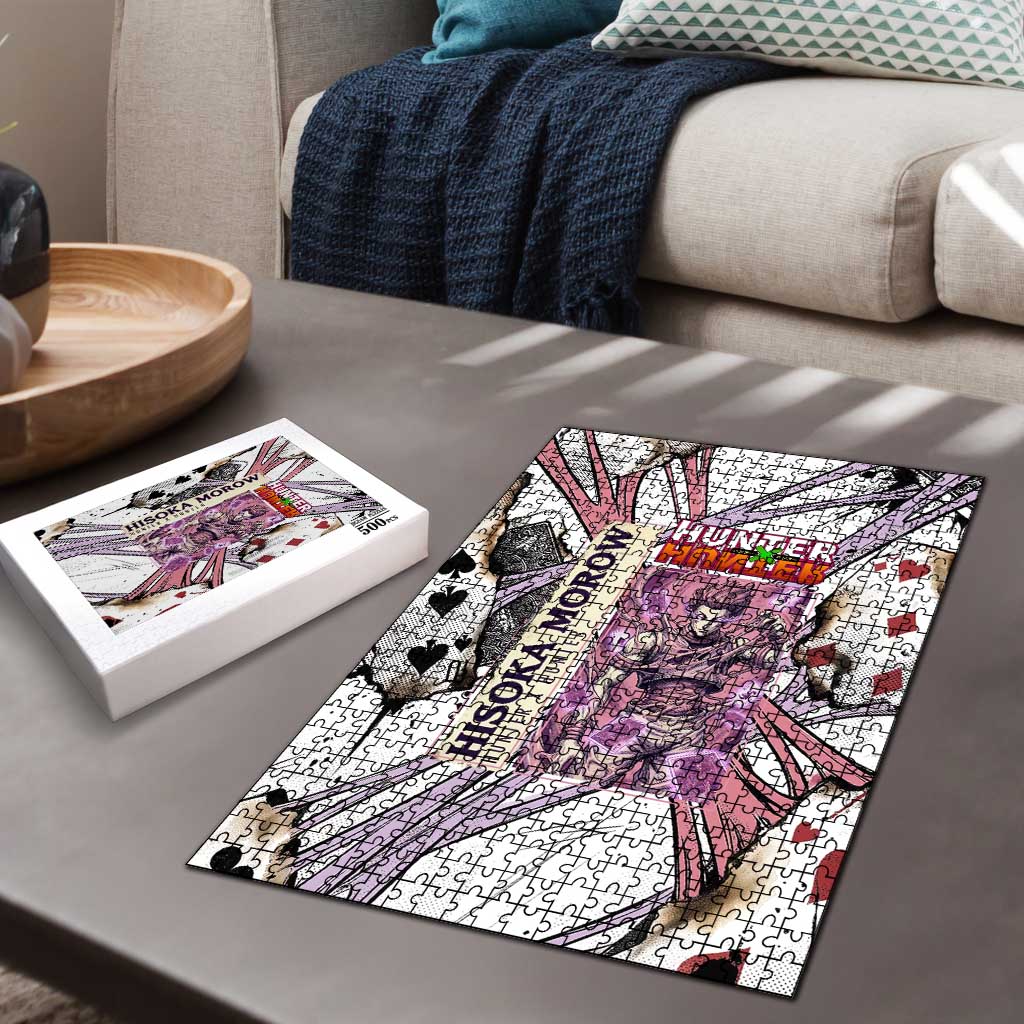 Hisoka Morow Playing Card Theme Puzzle with Magic Aura and Artistic Anime Illustration - The Mazicc