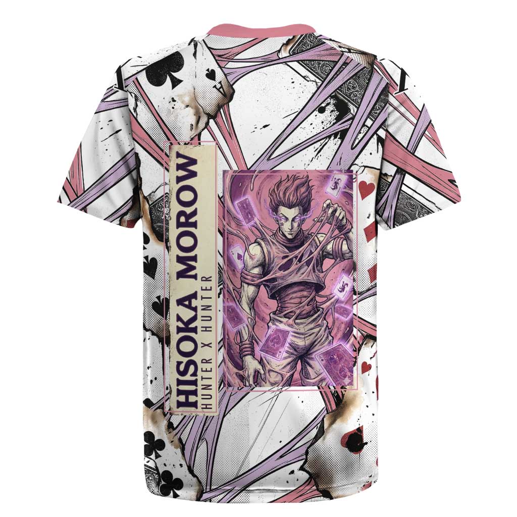 Hisoka Morow Playing Card Theme Rugby Jersey with Magic Aura and Artistic Anime Illustration - The Mazicc