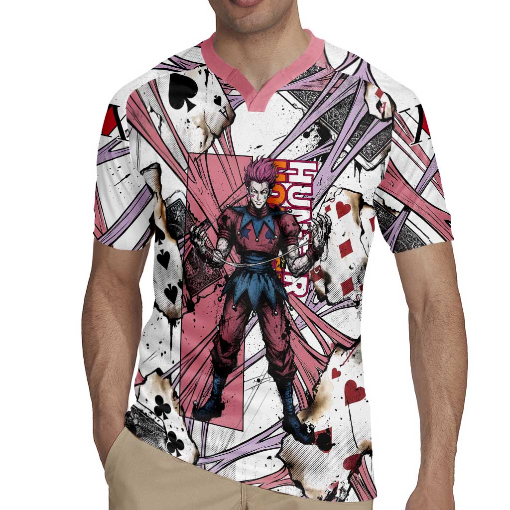 Hisoka Morow Playing Card Theme Rugby Jersey with Magic Aura and Artistic Anime Illustration - The Mazicc