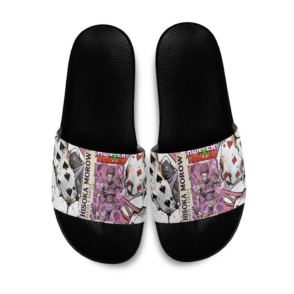Hisoka Morow Playing Card Theme Slide Sandals with Magic Aura and Artistic Anime Illustration - The Mazicc