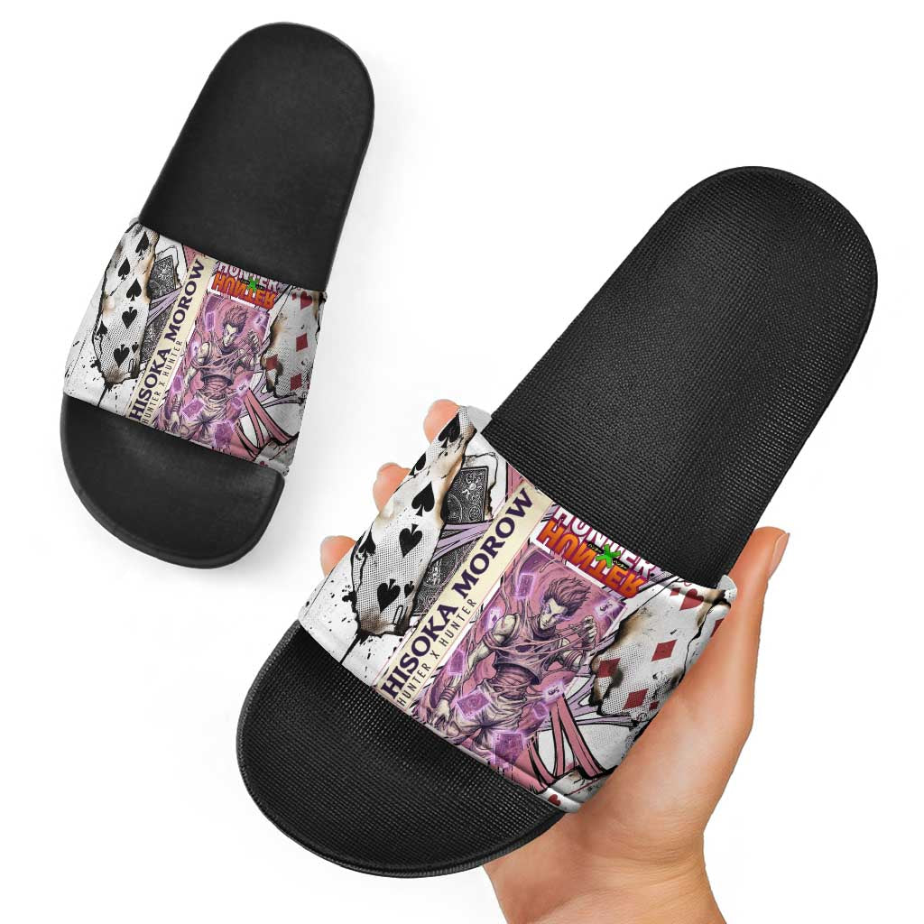 Hisoka Morow Playing Card Theme Slide Sandals with Magic Aura and Artistic Anime Illustration - The Mazicc