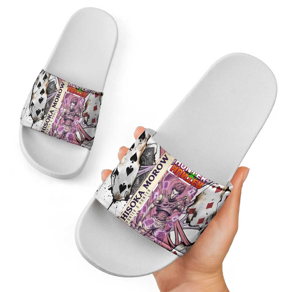 Hisoka Morow Playing Card Theme Slide Sandals with Magic Aura and Artistic Anime Illustration - The Mazicc