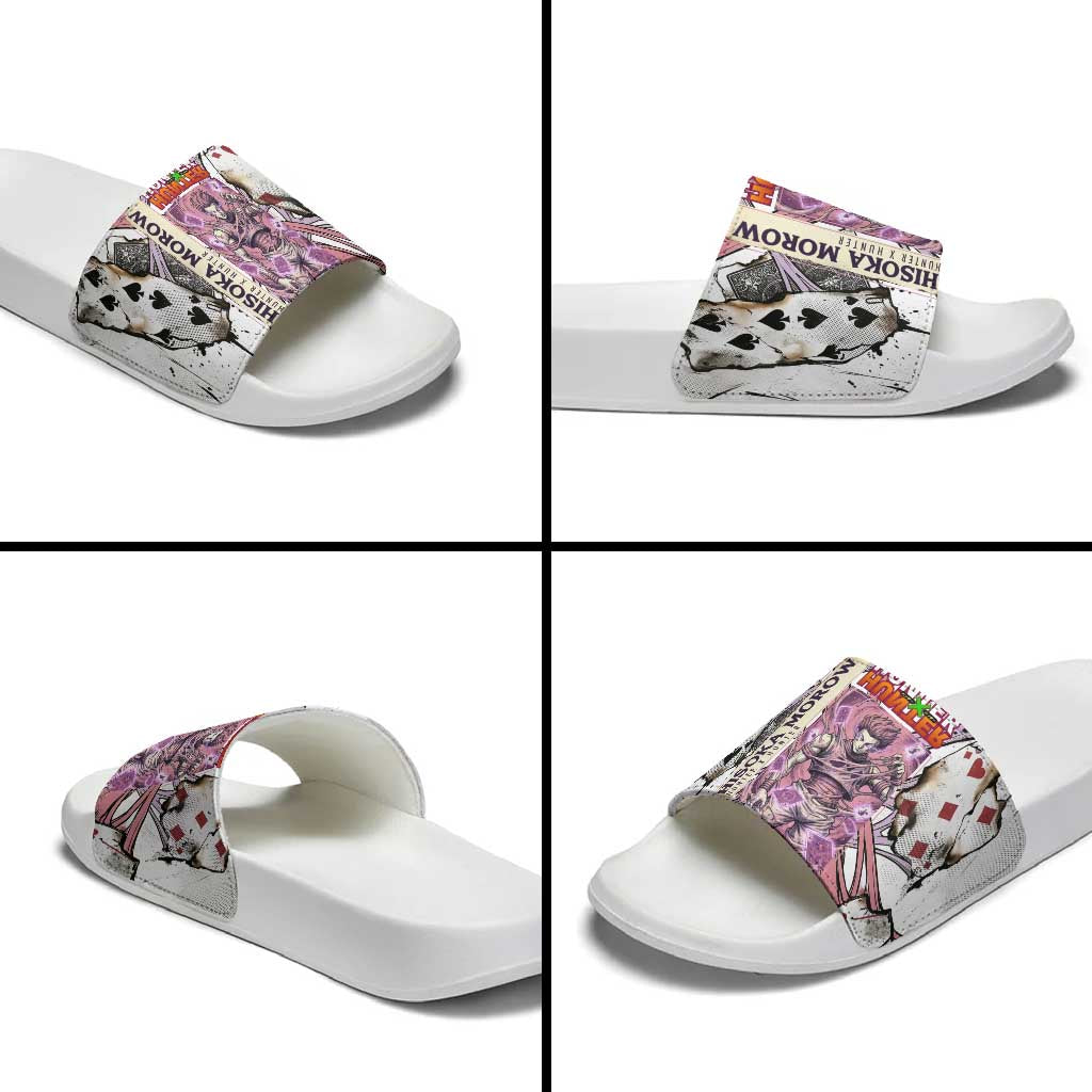 Hisoka Morow Playing Card Theme Slide Sandals with Magic Aura and Artistic Anime Illustration - The Mazicc