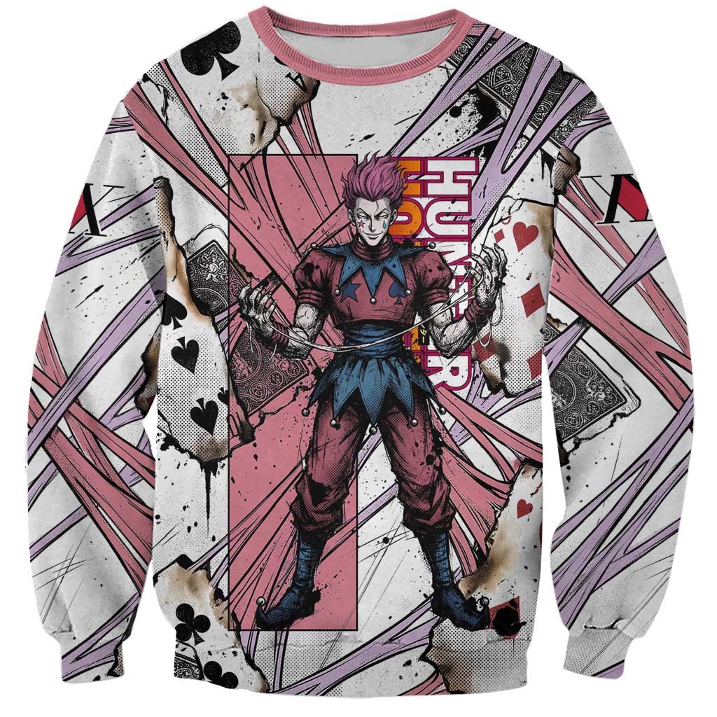 Hisoka Morow Playing Card Theme Sweatshirt with Magic Aura and Artistic Anime Illustration - The Mazicc