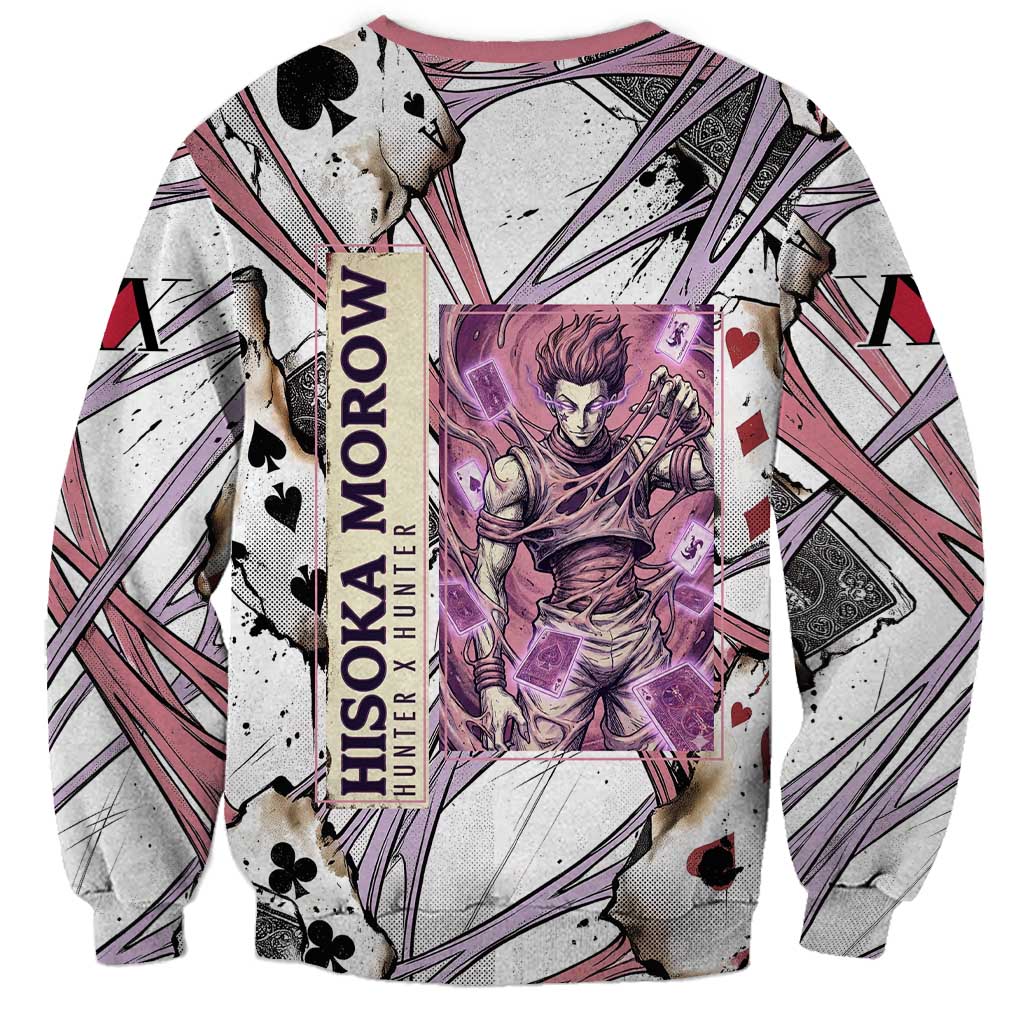 Hisoka Morow Playing Card Theme Sweatshirt with Magic Aura and Artistic Anime Illustration - The Mazicc