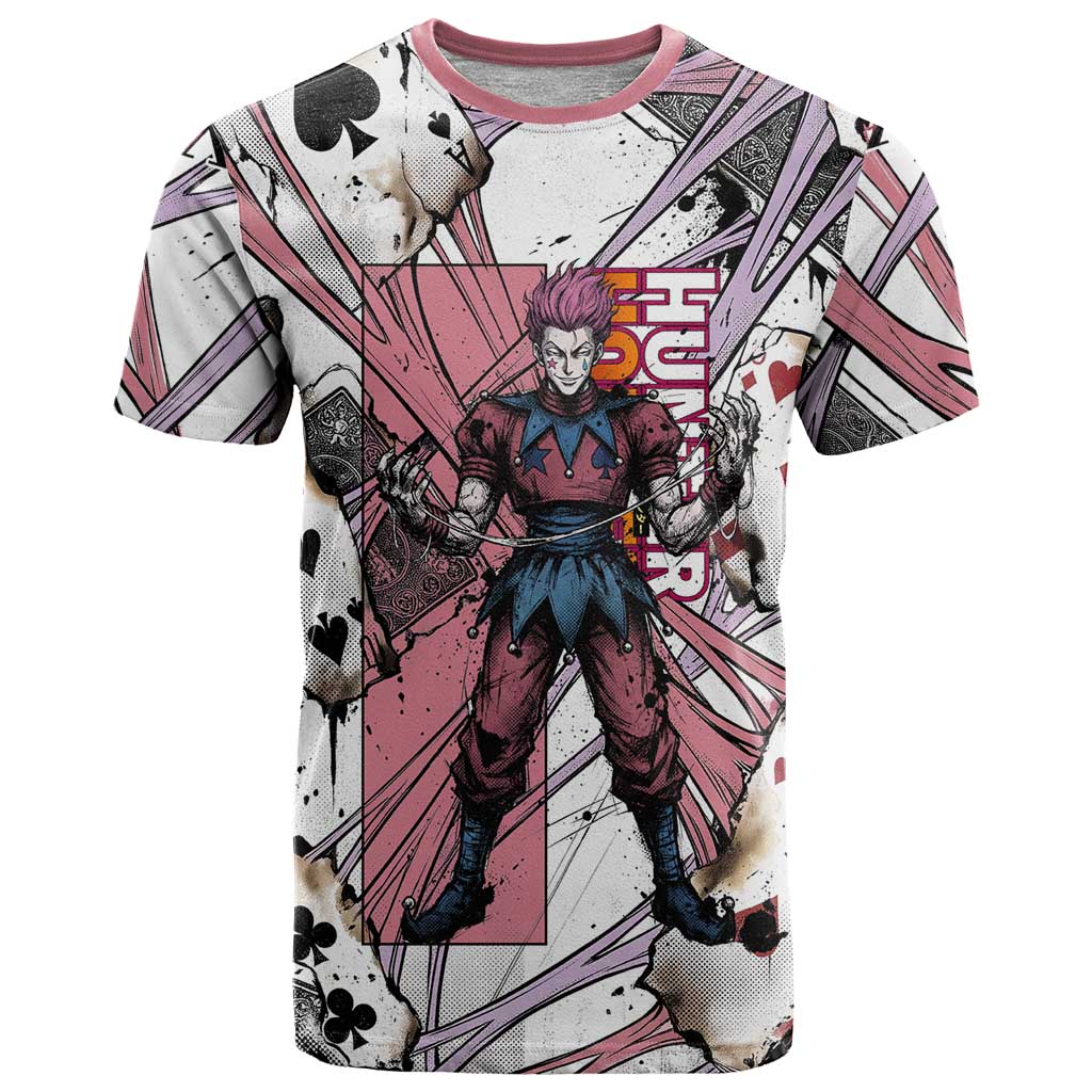 Hisoka Morow Playing Card Theme T Shirt with Magic Aura and Artistic Anime Illustration - The Mazicc